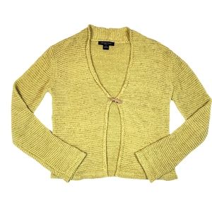 August Silk Knit Cropped Cardigan Lime Green EUC